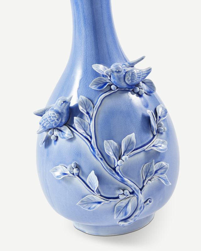 vase 3D birds orange, light blue, pdp