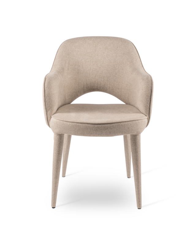 Chair Arms Cosy Fabric Ecru, Fabric Upholstered Dining Chairs With Arms