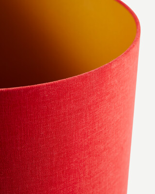 lamp shade soft canvas Ø25xH50cm red / gold, Coral red, medium