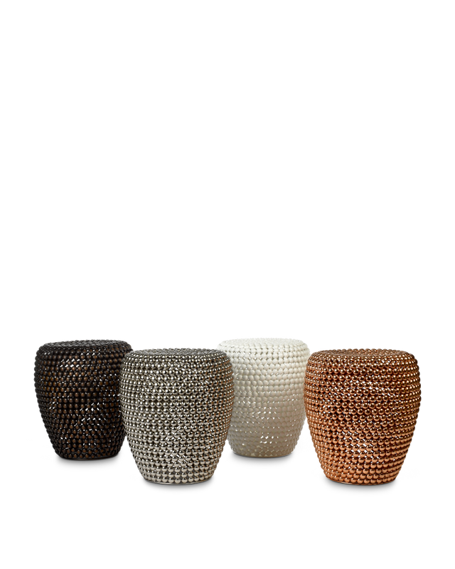 Dot stool matt green, White, large