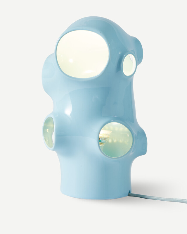 table lamp bulle orange, light blue, pdp