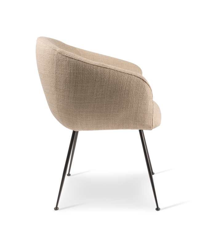 Dining chair Buddy fabric smooth d.grey, Beige, large