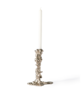 drip candle holder white L, Silver, small