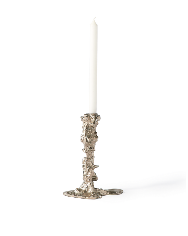 drip candle holder white L, Silver, large