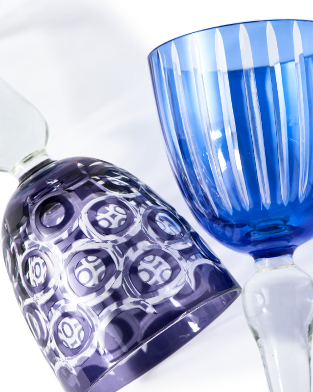 Wine glass cobalt mix set 6, Multi-colour, large