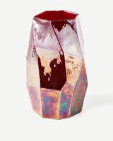 Vase graphic luster white L, Coral red, small