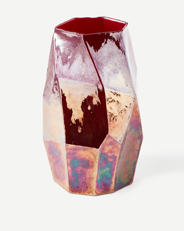 Vase graphic luster white L, Coral red, pdp
