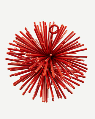 prickle ornaments dark blue set 3, Coral red, medium