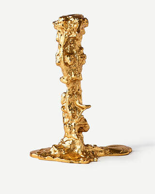 Drip candle holder gold L, Gold, medium
