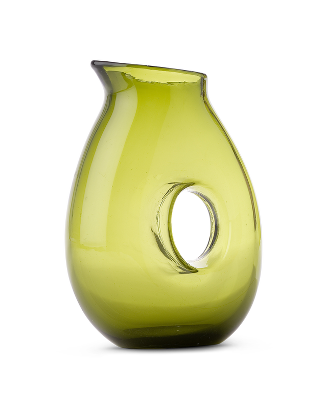 Jug with hole seagreen, Olive green, large