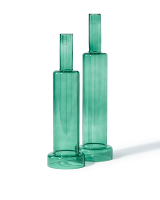 Candle holder skyscraper green set 2, Dark green, medium