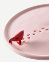 plate walking duck white/gold, Light pink, small