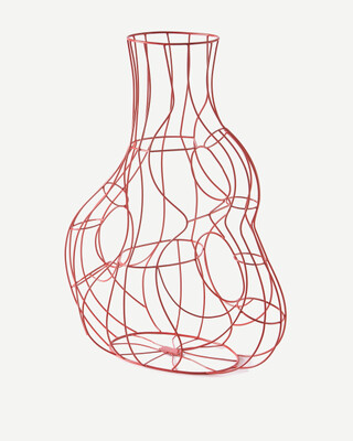 vase three ears frame red M, Coral red, medium