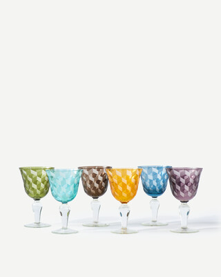 Wine glass blocks multicolour set 6, Multi-colour, medium