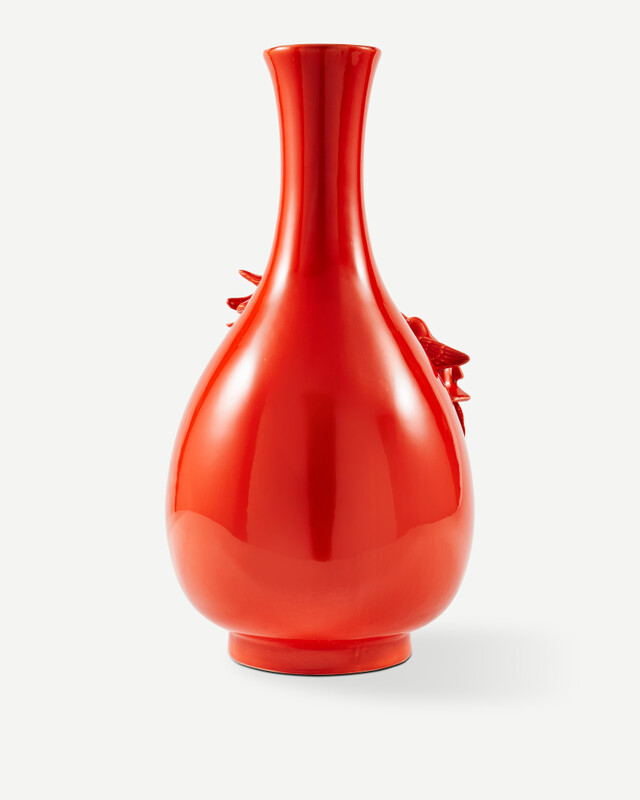 vase 3D birds orange, Orange, pdp