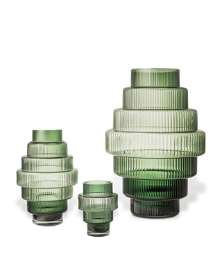 Vase Steps green small, Dark green, medium