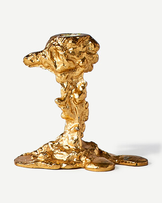 Drip candle holder gold S, Gold, medium