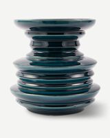 vase stacked plates dark green, Dark green, small