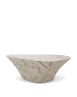 Coffee table oval marble look white, White, small
