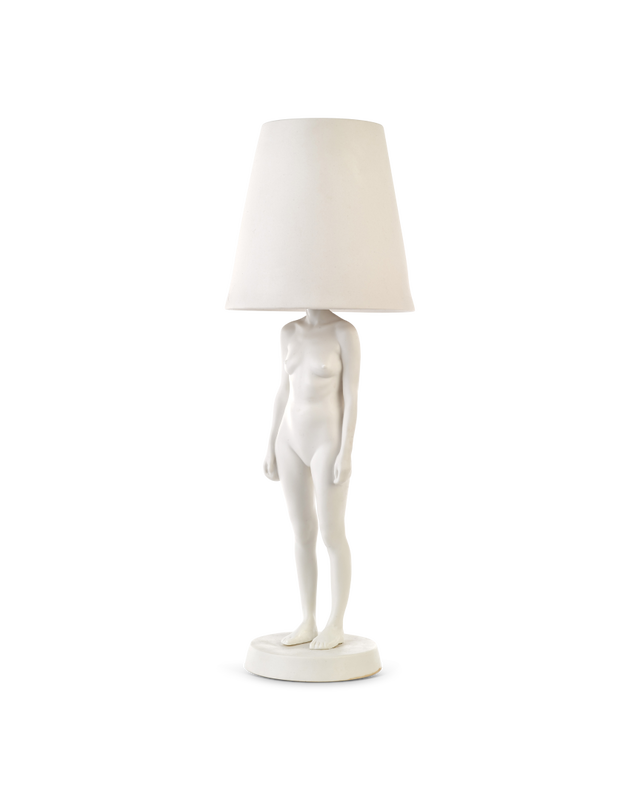 Hiding lady lamp porcelain, White, large