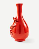 vase 3D birds orange, Orange, small
