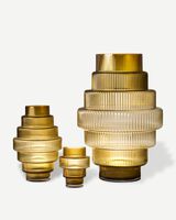 Vase Steps dk. purple small, Ochre, small