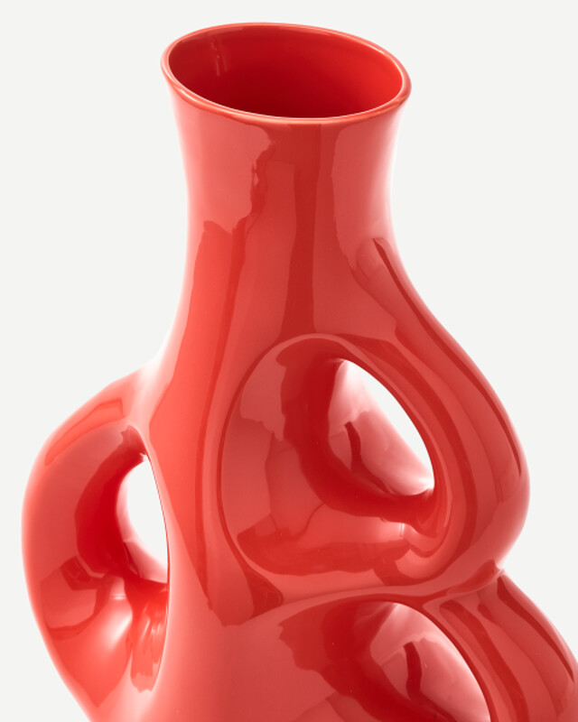 vase three ears yellow L / H50,5 cm, Coral red, pdp