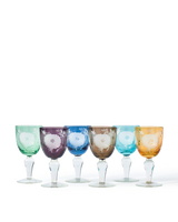 Wine glass peony multicolour set 6, Multi-colour, small