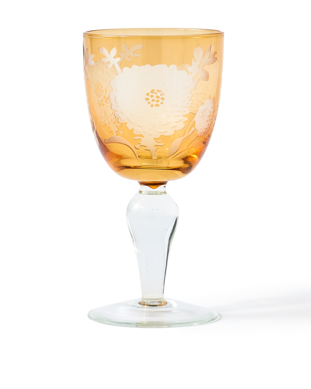 Wine glass peony multicolour set 6, Multi-colour, large