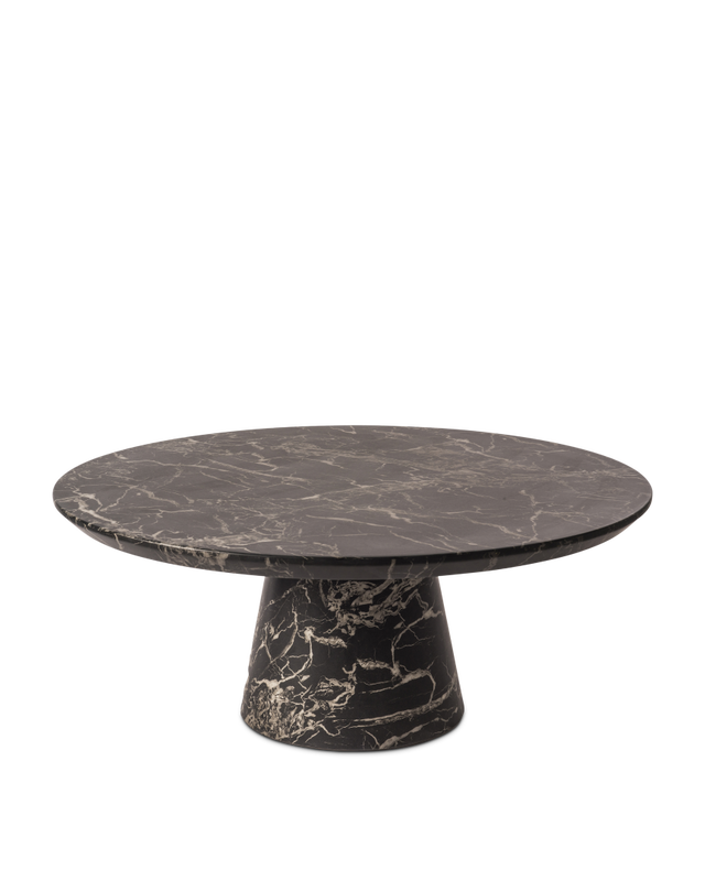 Coffee table disc marble look white, Black, large