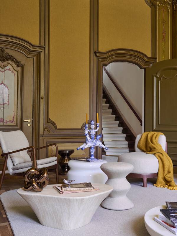 coffee table oval marble look white, Beige, pdp