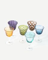 Wine glass cuttings multicolour set 6, Multi-colour, small
