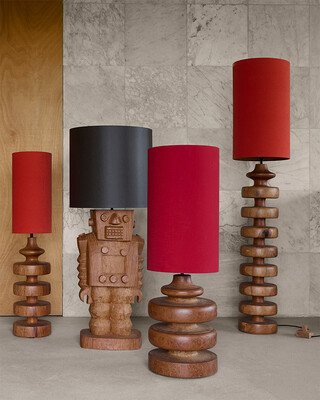 lamp shade soft canvas Ø35xH60cm red / gold, Orange, medium