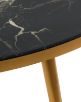 Coffee table marble look white gold feet, Black, small