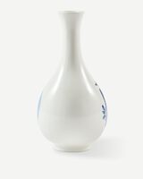 vase small bird orange, Dark blue, small