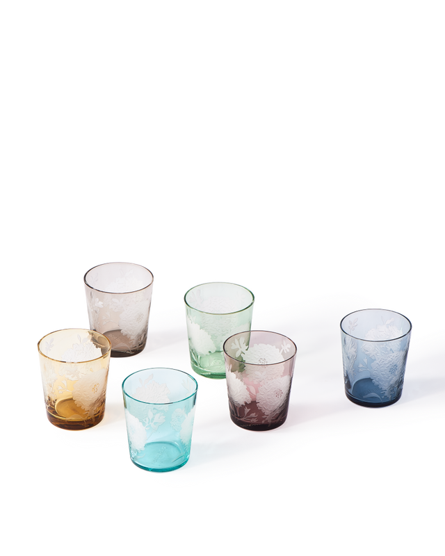Tumbler peony multicolour set 6, Multi-colour, large