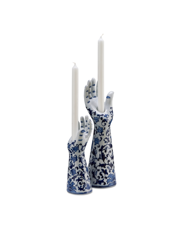Candle holder handsup! L, Dark blue, large