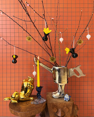 prickle ornaments dark blue set 3, Gold, medium