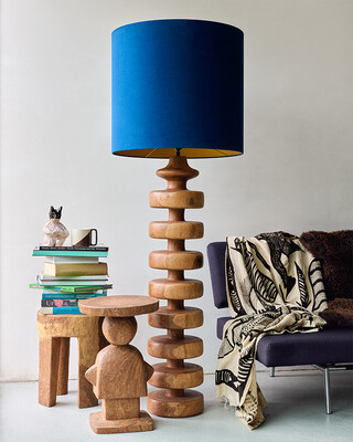 lamp shade soft canvas Ø55xH50cm red / gold, Dark blue, medium