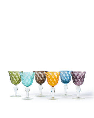 Wine glass blocks multicolour set 6, Multi-colour, medium
