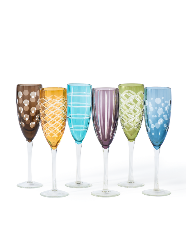 Champagne cuttings multicolour set 6, Multi-colour, large