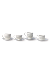 Cups and saucers pierced set 4, White, small
