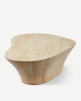 coffee table oval travertine look L, Beige, small