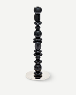 candle holder beads black S, Black, medium