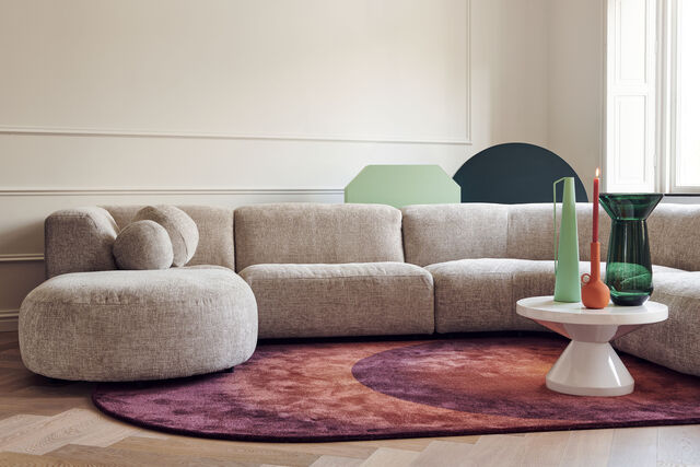 carpet optical oval green, Rust red, large