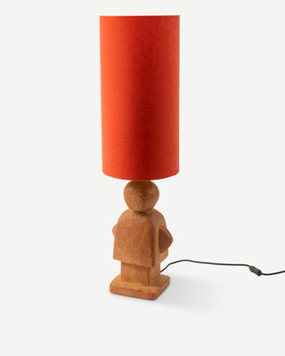 lamp shade soft canvas Ø25xH50cm red / gold, Orange, medium