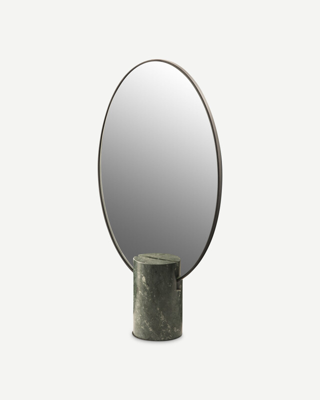 Mirror Oval marble white, Dark green, pdp
