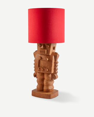 lamp shade soft canvas Ø55xH50cm red / gold, Coral red, medium