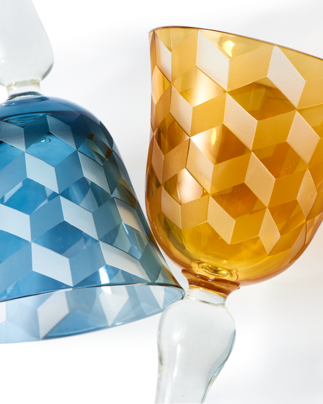 Wine glass blocks multicolour set 6, Multi-colour, large