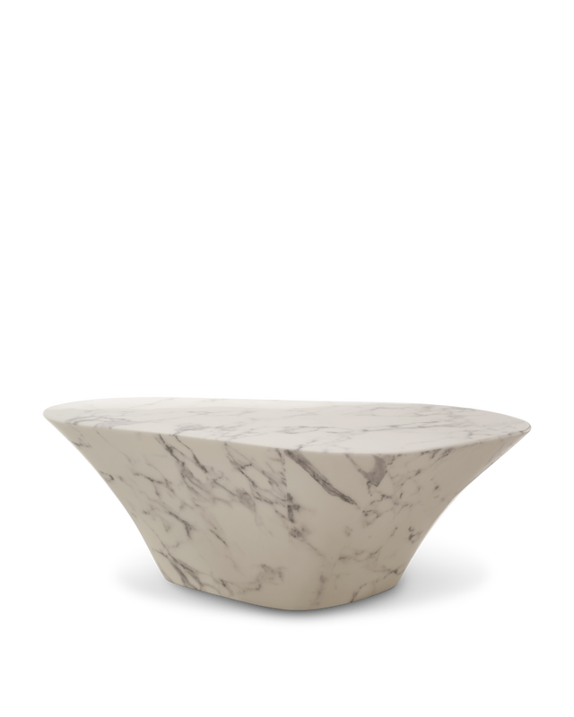 Coffee table oval marble look white, White, large